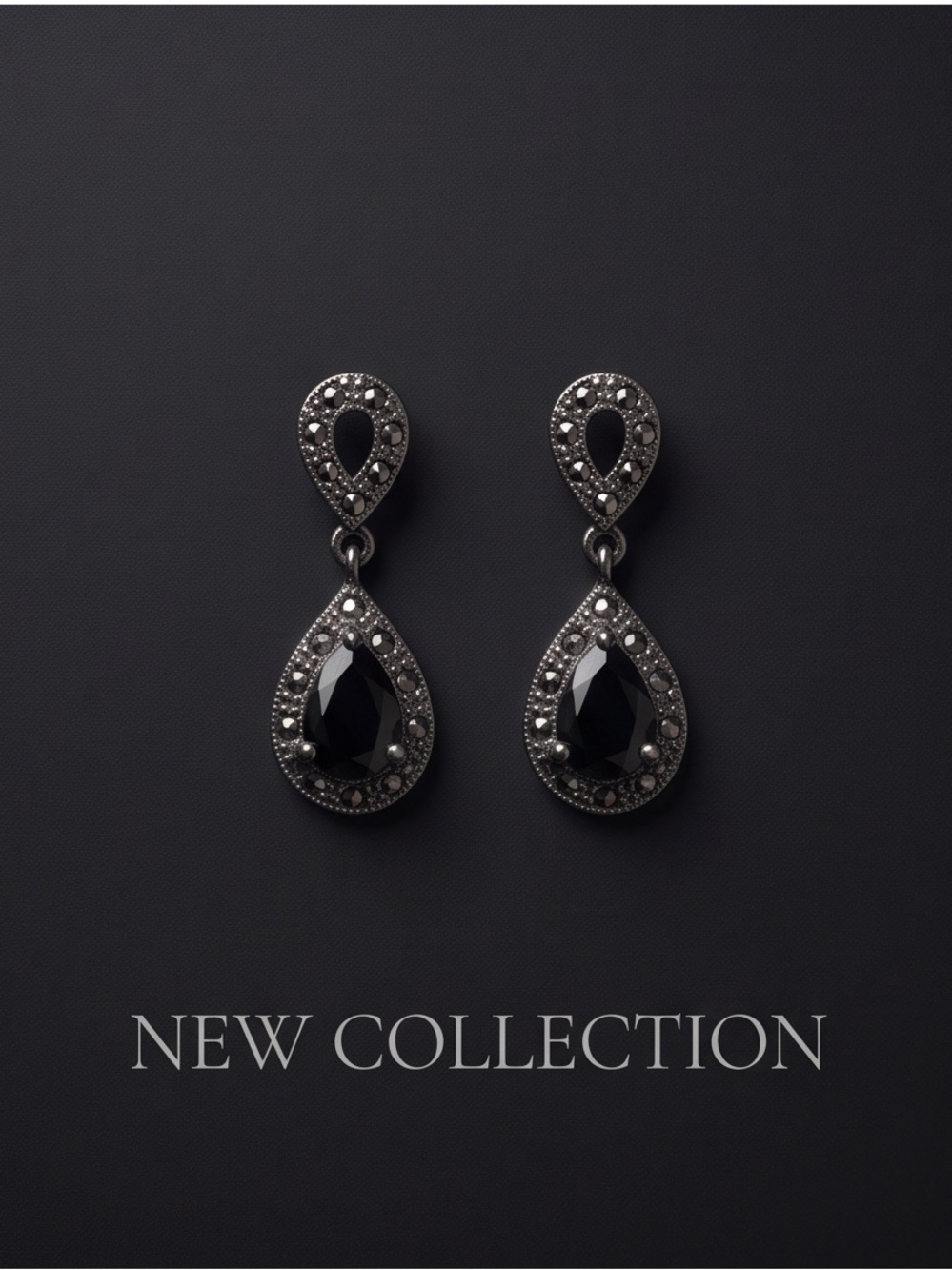 Source Unknown Black Teardrop Dangle Earrings